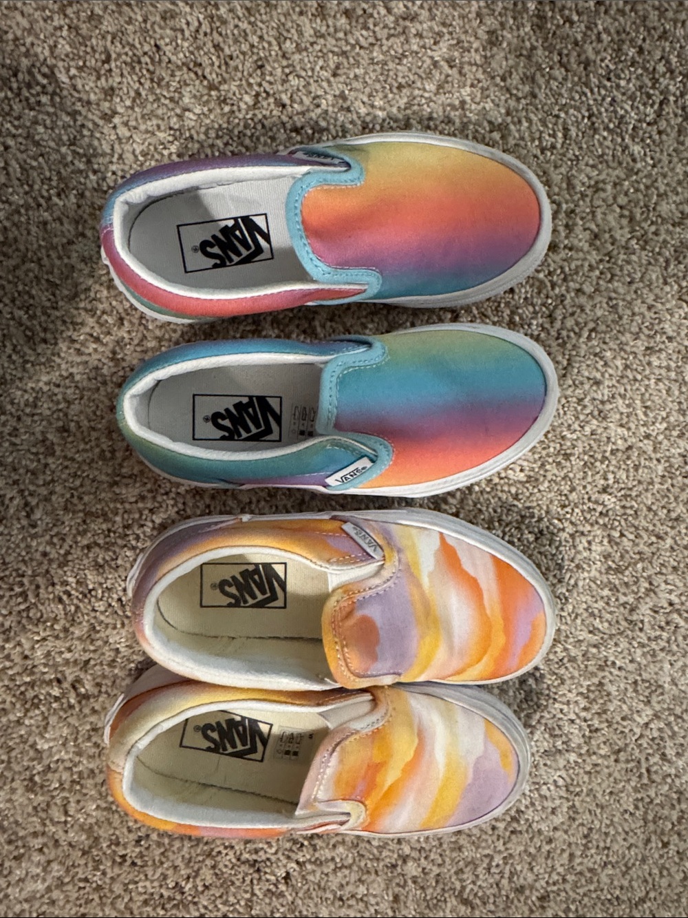 Vans Kids Slip-On Ombre Rainbow & Sunset Canvas Sneakers